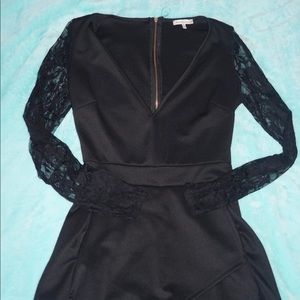 Black Lace Long Sleeve Romper